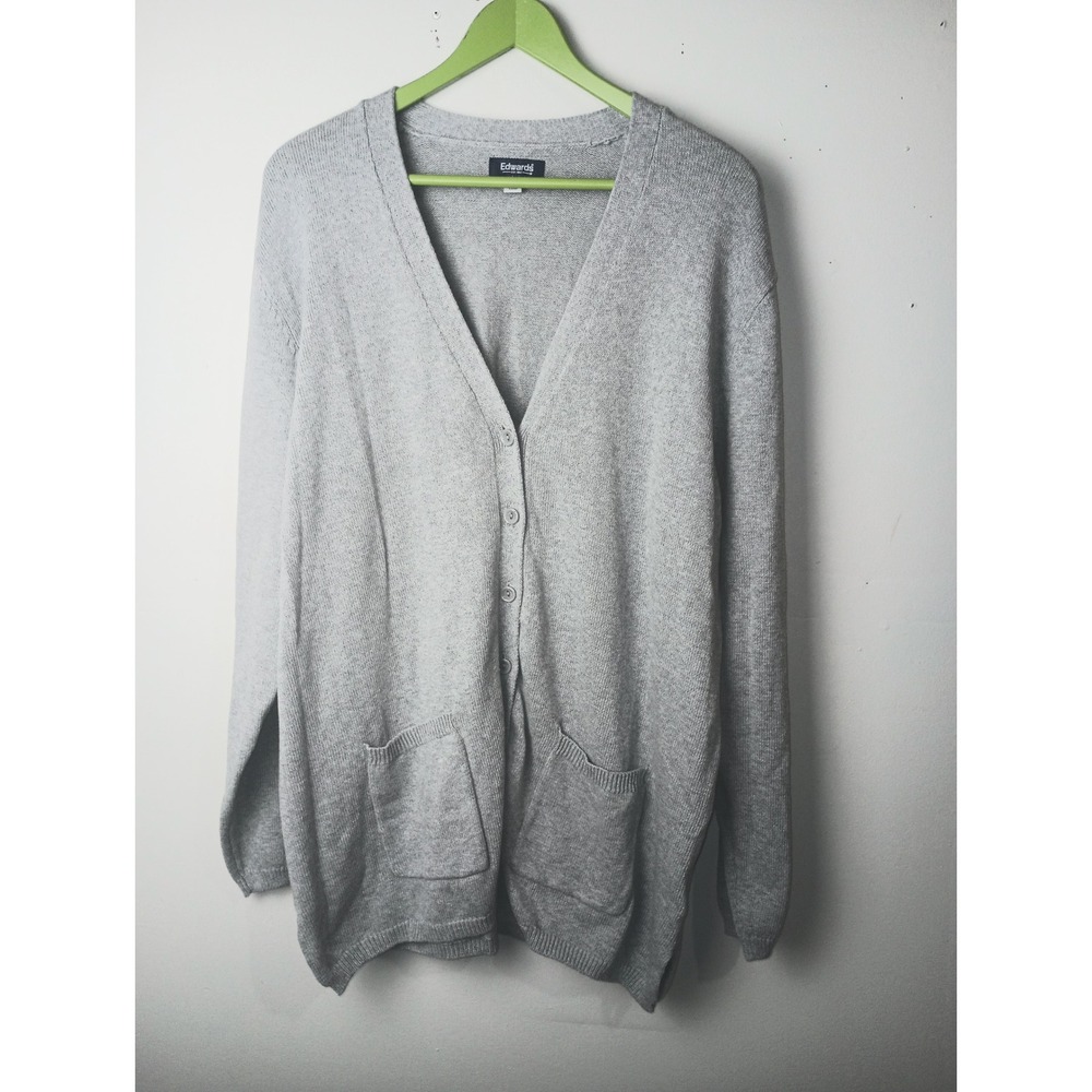 Edwards Mens Heather Gray V-Neck Button Cardigan Sweater 2XL 119-056